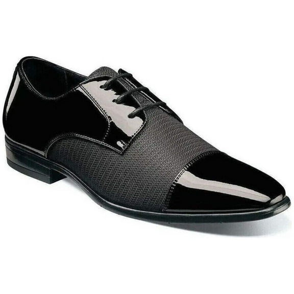 Stacy Adams Pharoah Cap Toe Oxford Shoes Wedding Prom Black Patent 25530-001