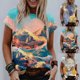 thumbnail image 1 of Fiudx Camisas de Mujer Moda Mujer Casual Cuello Redondo Impresión Blusa Manga Corta Camiseta Verano Tops, 1 of 5