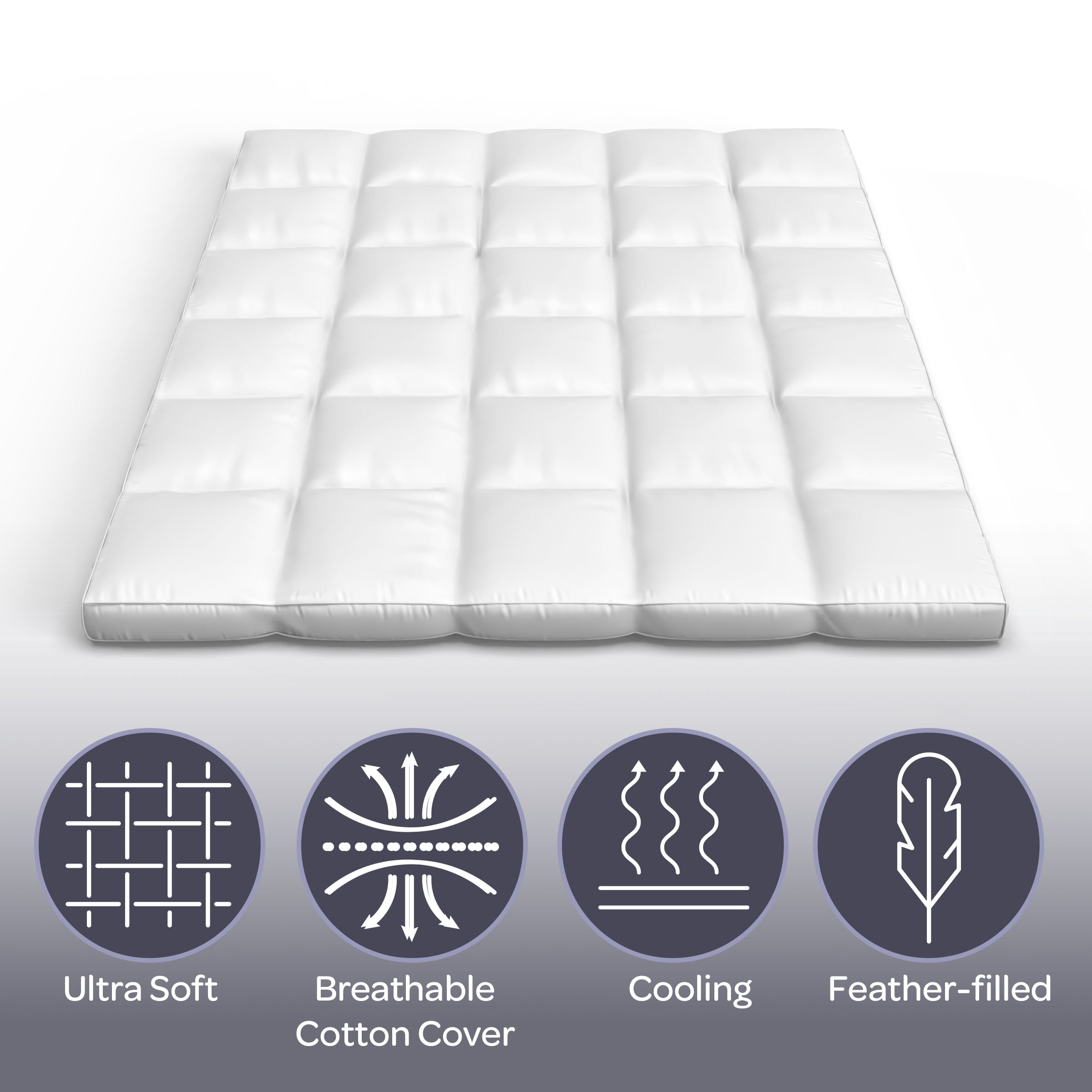 Somerset Home 2-Inch Full Size Duck Feather Filled Mattress Topper with 100% Cotton Cover (White)