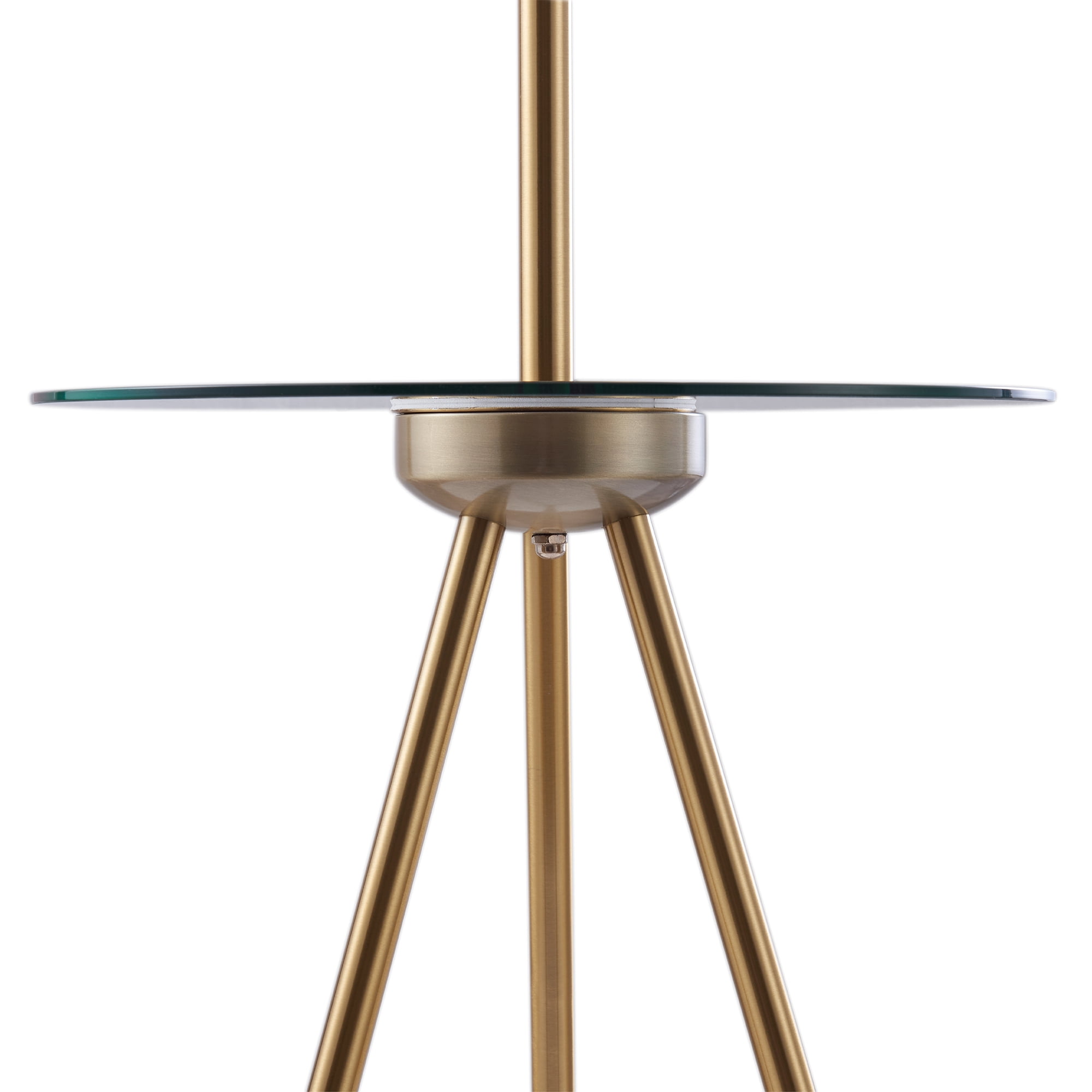 Teamson Home Myra Floor Lamp with Glass Table and Built-In USB Port, Gold/Black
