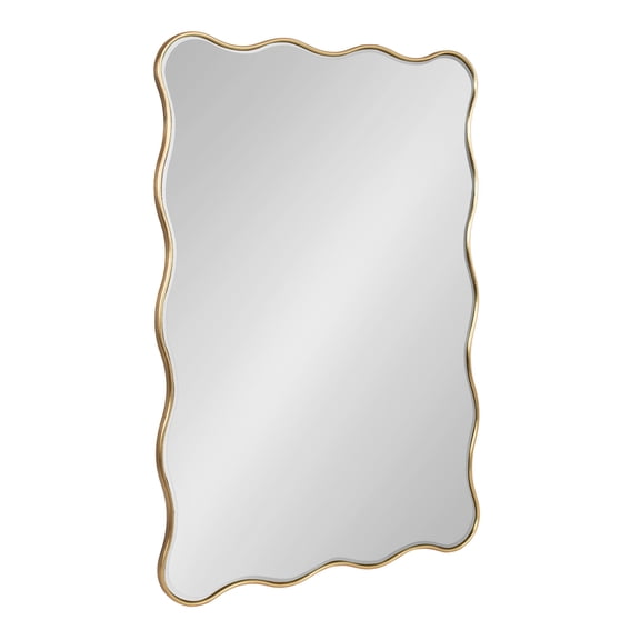 Kate and Laurel Viona Modern Scalloped Rectangle Mirror, 24 x 36, Gold, Decorative Wavy Mirror with Unique Rippled Edge and a Glamorous Gold Finish