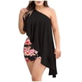 thumbnail image 2 of Summer Saving Wycnly Womens Dresses Ruffle One Shoulder Sexy Wrap Bodycon Night Club Formal Dresses Sleeveless Slash Neck Leaves Print Mini Summer Dress Black S Clearance Clothes, 2 of 4