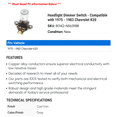 thumbnail image 2 of Headlight Dimmer Switch - Compatible with 1975 - 1983 Chevy K20 1976 1977 1978 1979 1980 1981 1982, 2 of 2