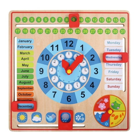Pidoko Kids All About Today Calendar Board - My First Clock - PreSchool Educational & Learning Wooden Toy | Graduation Gifts For Toddlers Boys and Girls 3 Year Olds (Best Science Gifts For 4 Year Olds)