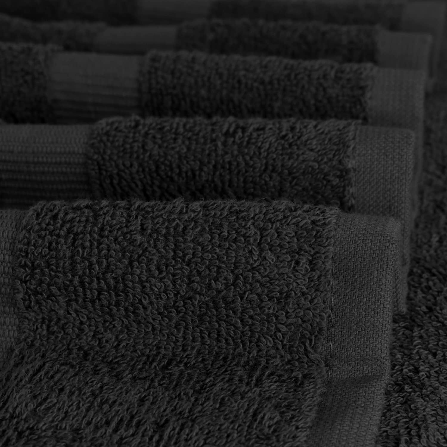 Dan River Bath Towel 6 pack 24x48 in Ultra Soft Quick Drying Cotton Towel - Black