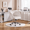thumbnail image 3 of Alden Design Adjustable Tufted Velvet Office Chair with Barrel Back for Home Office, Cream, 3 of 10