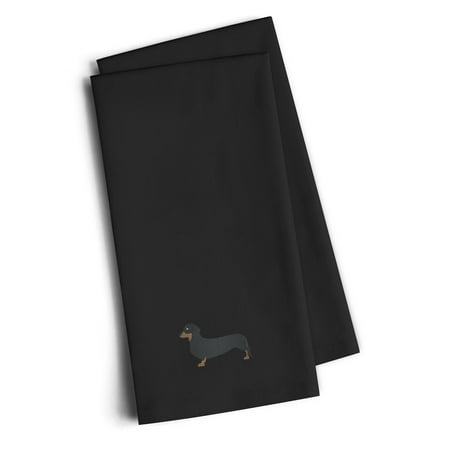 Embroidered Linen Towel Set - Black Embroidered Kitchen Towel Set of 2