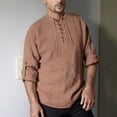 thumbnail image 2 of Mens Shirts Long Sleeve Solid Color Casual Fashion Vintage Loose Fit Daily Shirt Top L, 2 of 7