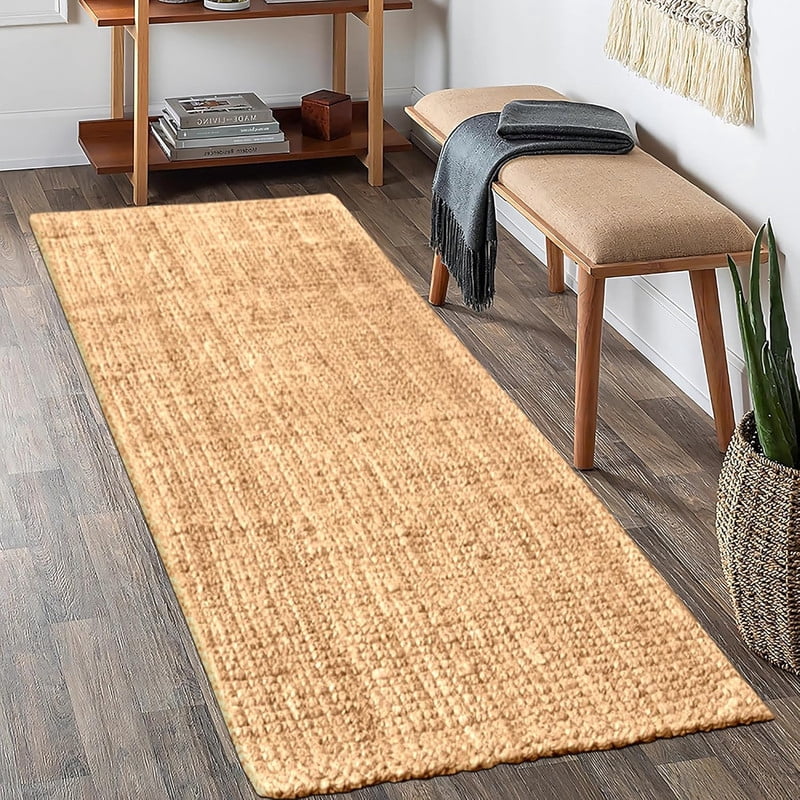 Delara Premium Handwoven 100% Jute Area Rug (2'.5" x 9'), Natural Fiber Boucle Design, 0.25" Thick – Durable Rug for Living Room, Bedroom & Entryway