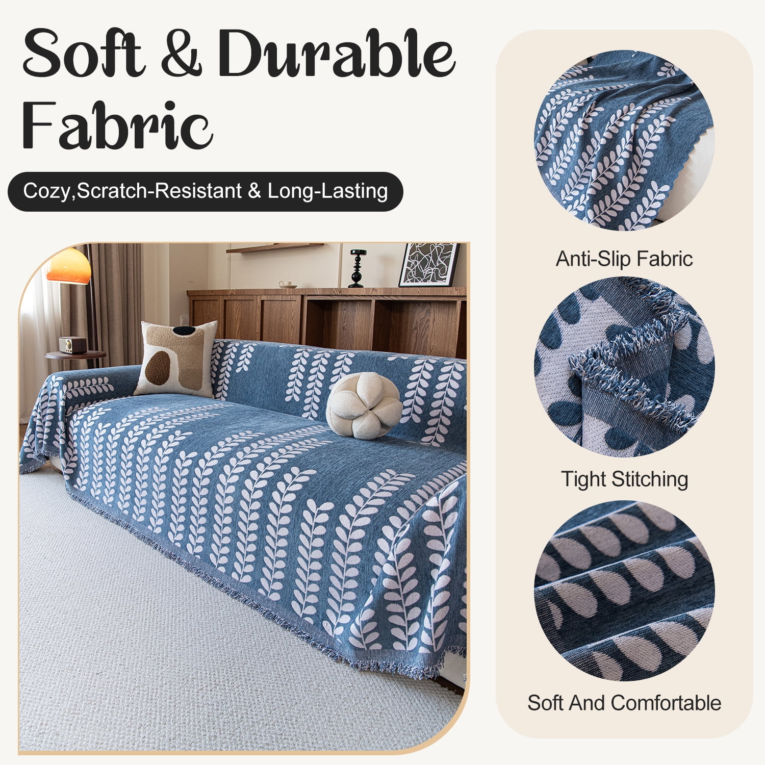 Jessy Home Sofa Covers Couch Cover Sofa Slipcover for Most Shape Sofas Multi-Function Furniture Cover for Pets Cats Dogs Home Decor 71"x 118"Deep Blue