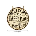 thumbnail image 3 of Linnome Iron Welcome Sign Round Metal Wall Hanging for Outdoor Courtyard Garden Kitchen Bar 11.81 Inch, 3 of 6