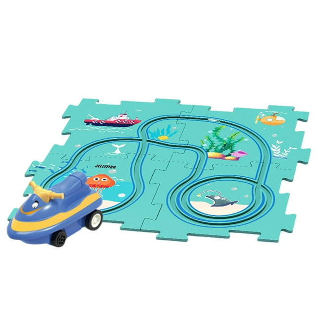Funny Electric Puzzle Rail Car Toy Battery Powered Vehicle and Puzzle Board Children's Day Gift