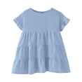 thumbnail image 2 of XQYLOS Boys And Girls Simple T-Shirt Toddler Girls T Shirts Ruffle Short Sleeve Round Neck Loose Blouse Summer Solid Color Casual Girl Tee Tops, 2 of 3