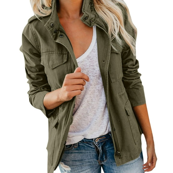 Rrunsv Women's Lightweight Full Zip Soft Polar Fleece Jacket Outdoor Casual Coat with Zip Up Jacket Pockets Soft Shell Jacket Womens Army Green,S