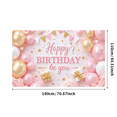 thumbnail image 3 of Pink Birthday Banner Decorative Party Background Golden Balloons for Celebration Event Indoor Decoration, 3 of 7