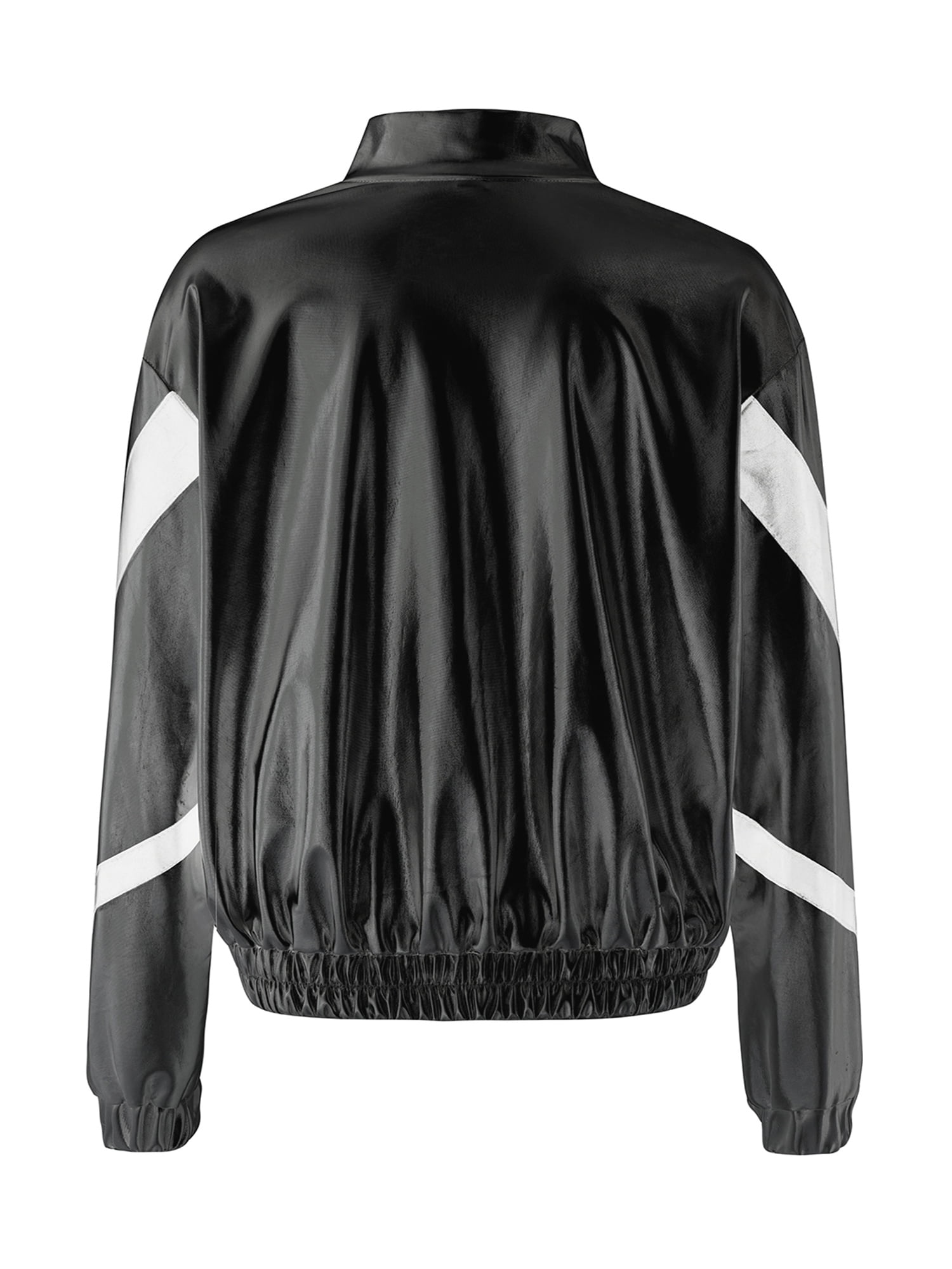 Sxiwei Girls Sparkle Metallic Zipper Long Sleeve Bomber