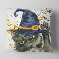 thumbnail image 2 of Designart Halloween Cat and Witch Hat - Contemporary Animal Throw Pillow - 18x18, 2 of 5