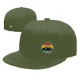 thumbnail image 4 of DouZhe Flat Brim Cap Snapback Hat, Retro Rainbow Car Prints Adjustable Green Adult Baseball Cap, 4 of 6