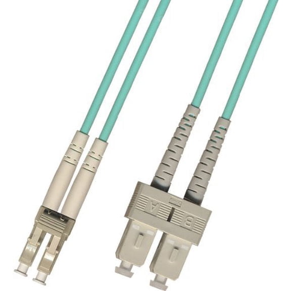 20 Meter - Multimode Duplex 10 Gigabit (10Gb) OM3 Fiber Optic Cable (50/125) - LC to SC - Aqua