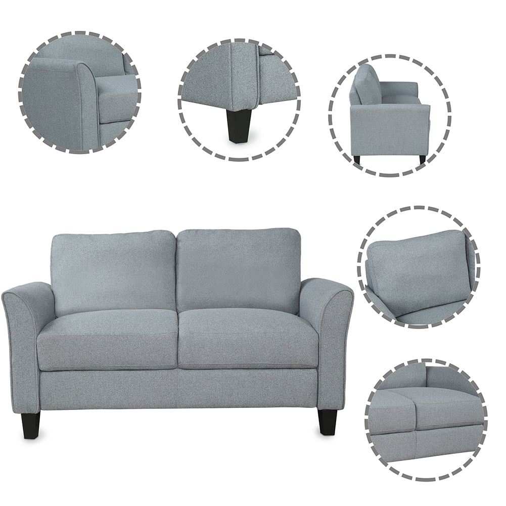 Kadyn Mid-Century Modern Loveseat Sofa, 2 Seater Sofa, Living Room Sofa for Home, Office, Gray