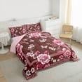 thumbnail image 3 of Castle Fairy Floral Peony Full Size Comforter Sets,Butterflies Flower Bedding Sets, 3 of 8