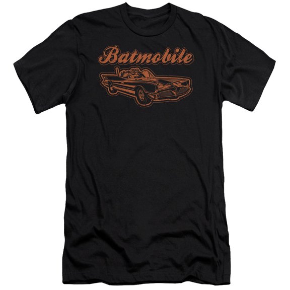 Batman Batmobile Premium Canvas T-Shirt Adult Slim Fit 30/1 Black