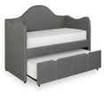 thumbnail image 2 of Linon Siena Upholstered Day Bed with Trundle in Gray Fabric and Black Legs, 2 of 9