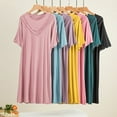 thumbnail image 4 of Sakmal Moomoo Nightgowns for Women Comfy 100% Cotton House Dress Short Sleeve Pink Nightgowns, 4 of 5