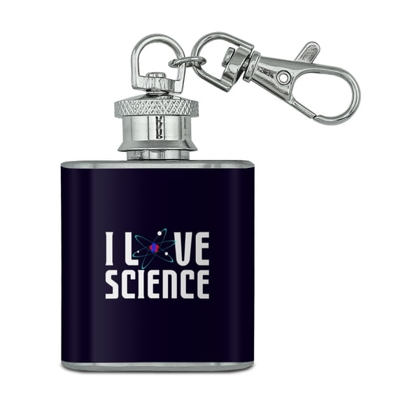 I Love Science Atom Stainless Steel 1oz Mini Flask Key Chain