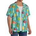 thumbnail image 4 of Balery Mushrooms Men's Casual Button Down Shirt Short Sleeve Textured Summer Cuban Beach Shirts-Medium, 4 of 7