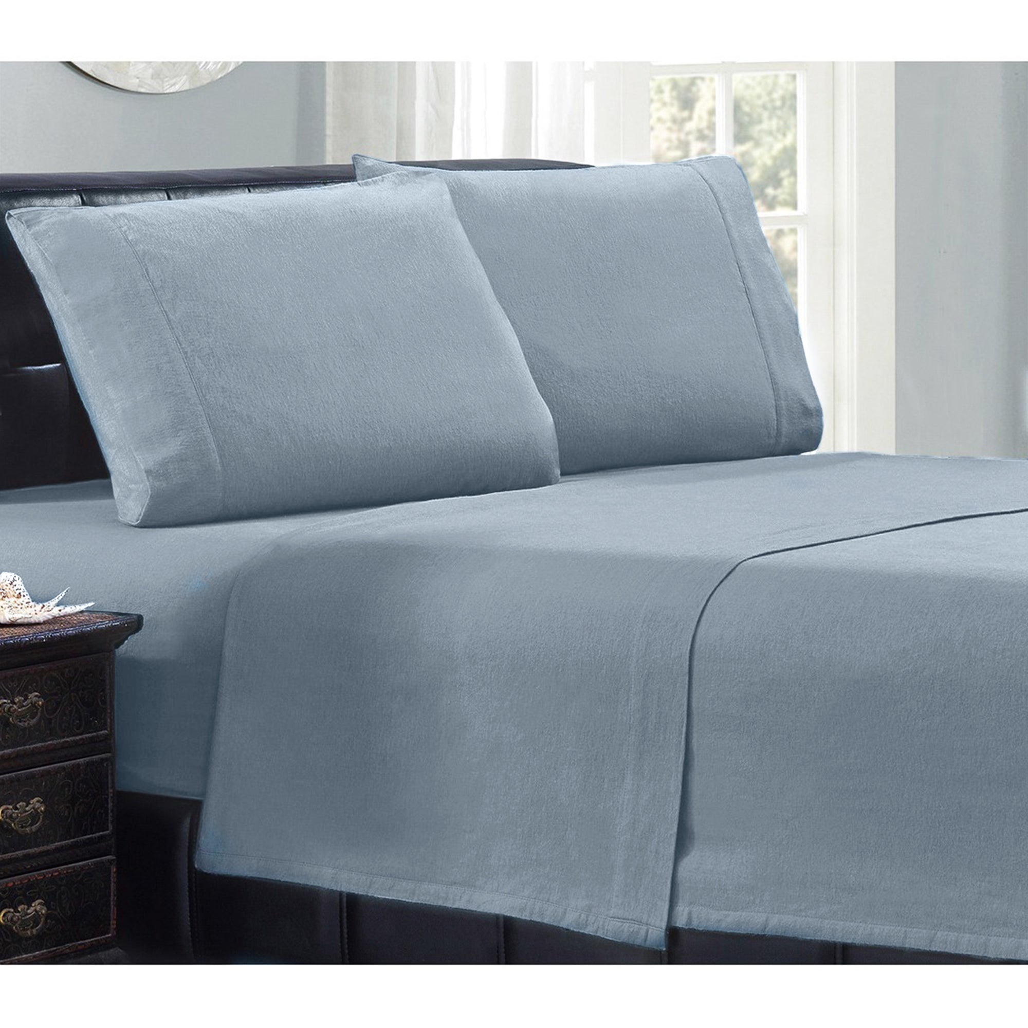 Mellanni 100 Organic Cotton 4 Piece Lightweight Flannel Sheets Set