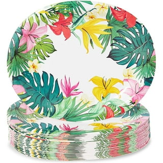 Tropical Luau Party Decoration, 83pcs Hawaiian Beach Theme Party Favors Including Hawaiian Table Skirt Palm Leaves, Hawaiian Flowers, Flamingo