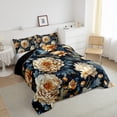 thumbnail image 3 of Homewish Female Men Women Floral Peony Bedding Comforter Set 2pcs,Chic Flowers Blossoms Twin Comforter Sets Microfiber,Retro Vintage Exotic Style Breathable Bedding Set,Microfiber Bedroom Decor, 3 of 8