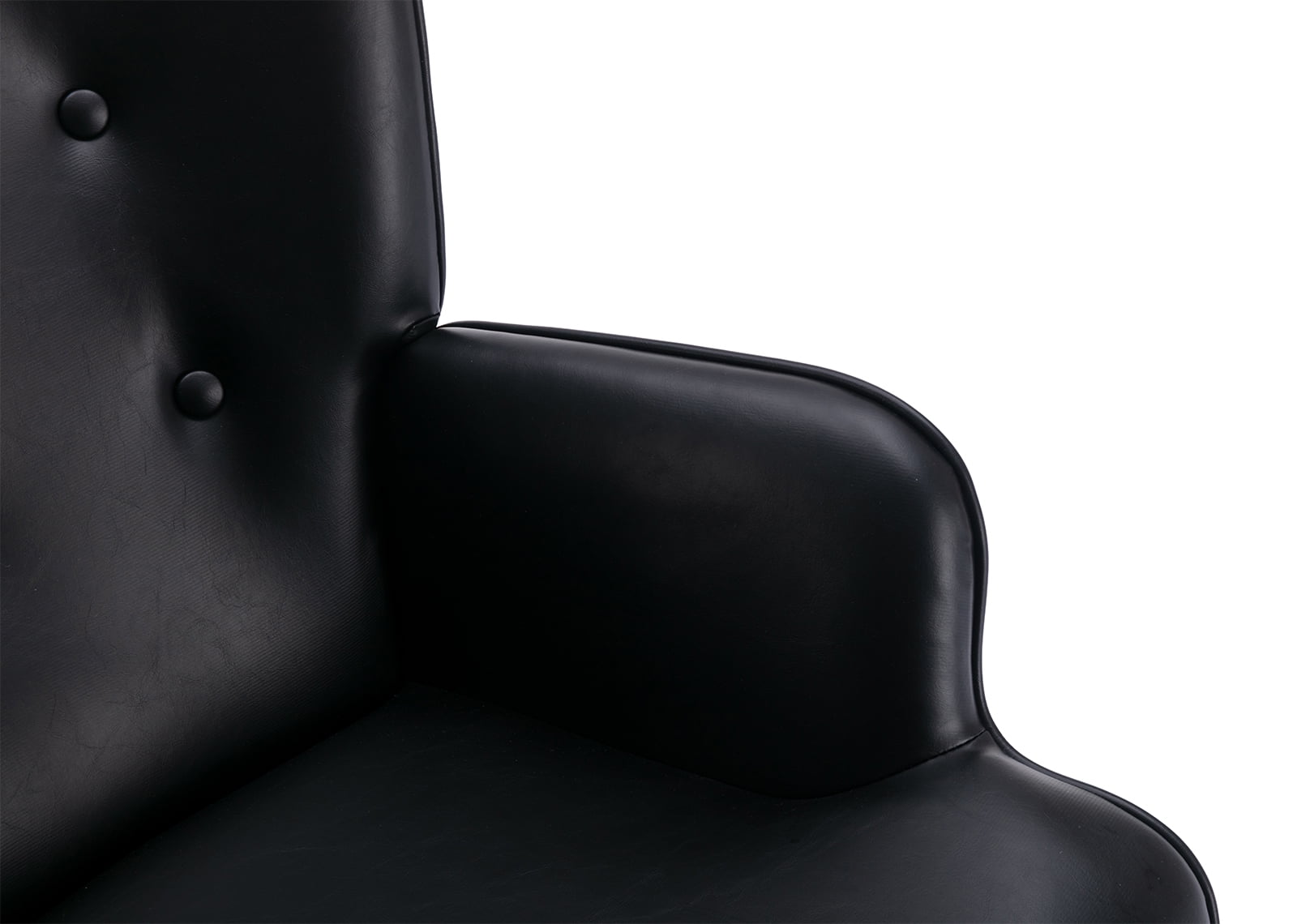 Guyou Modern Rocking Chair, Glider Nursery Chair with Tufted Wingback, Faux Leather Upholstered Accent Armchair for Living Room Bedroom Nursery, Black