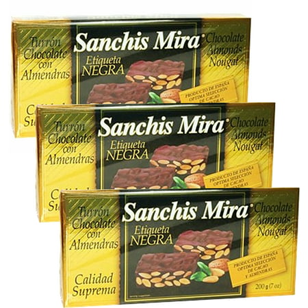 Turron Chocolate with Almonds 7 oz (Pack of 3) Sanchis Mira Spain - (Best Imported Chocolates In India)