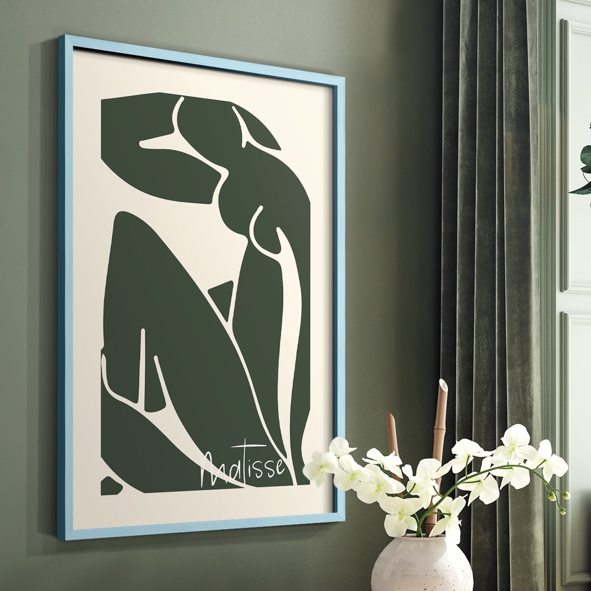 Matisse CCCVII in Blue Solid Wood 22 x 28 Framed Print