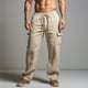 thumbnail image 1 of Pantalones largos para hombre, casuales, de moda, para vacaciones, lisos, casuales, con cintura elástica y bolsillos., 1 of 6