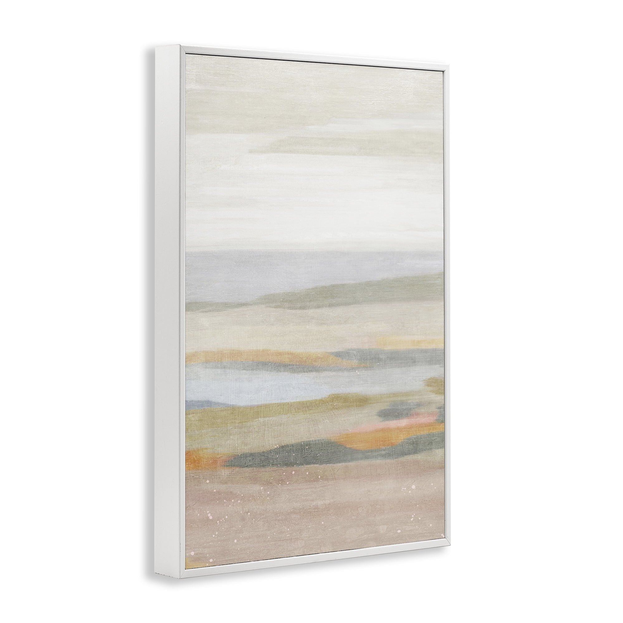 Stupell Industries Calming Neutral Beach Coastal Painting White Framed Art Print Wall Art, 16 x 24