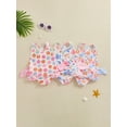 thumbnail image 4 of Aojekbee Kids Girls Bikini, Sleeveless Backless Bows Flower Print Swimsuit Swimwear for Summer Beach, 4 of 10