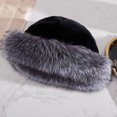 thumbnail image 2 of JM Gorro cálido de invierno recortado de piel sintética para mujer, gorro de estilo elegante a la moda, regalos, negro oscuro JM, 2 of 2