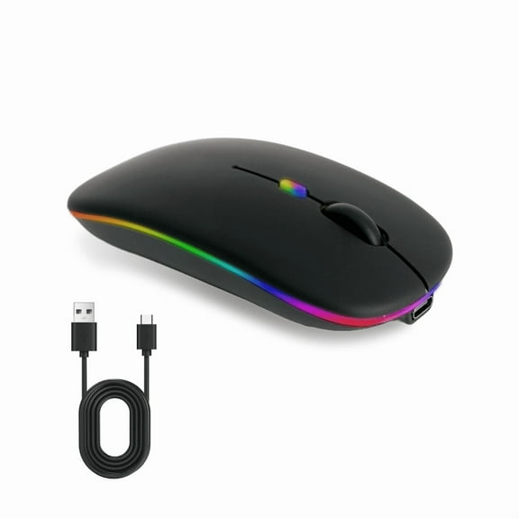 Rechargeable Wireless Mouse, Ergonomic Honeycomb Design, Bluetooth Optical Mouse with RGB Backlight, Silent Click for Laptop PC , USB-C Charging