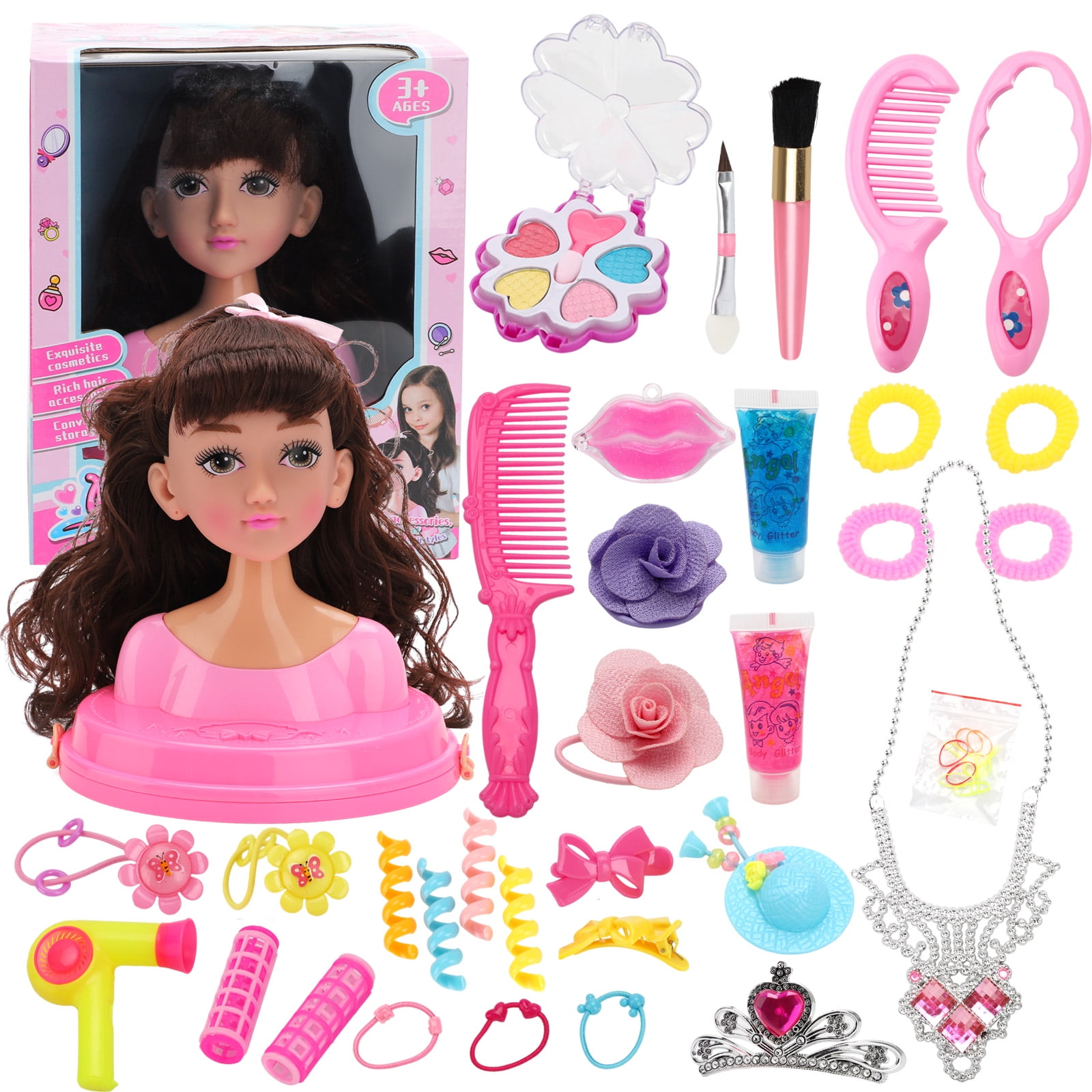 LLC Fashion Makeup Doll Set Dress Up Braid Toys Girl Toys Kit