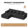 thumbnail image 4 of Hawsaiy 111" L-Shaped Sherpa Modular Sectional Sofa with Chaise, Deep Seat Foam Couch with Removable Pillows, No Assembly, Black, 4 of 9