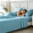 thumbnail image 5 of Jessy Home Bed Sheets Set 4 Piece Queen/Full Sheet Set Mint Blue Microfiber Fitted Sheet, Flat Sheet & 2 Pillowcases Bedding Set, 5 of 11