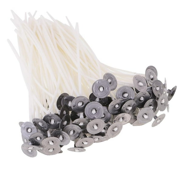 Mechas de algodón para velas con soportes para hacer velas, 50 unidades, 12 cm, venta al por mayor