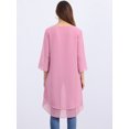 thumbnail image 5 of DARING DIVA Women's High Low Chiffon 3/4 Sleeve Top S Dark Pink, 5 of 7