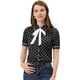 thumbnail image 1 of INSPIRE CHIC Camiseta De Manga Corta Con Cuello Peter Pan Y Lunares Para Mujer Negro S, 1 of 4