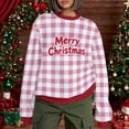 thumbnail image 3 of Yteetum Women's Christmas Crewneck Sweartshirts Oversize Merry Christmas Plaid Raglan Letter Print Fleece Pullover Hoodless Sweatshirt Top Womens Round Neck Xmas Holiday Sweatshirt Fall Clothes, 3 of 9