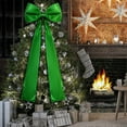 thumbnail image 3 of Scheam 1 Pack Christmas Tree Topper Satin Bow 47 inch Reusable Giant Bow Christmas Decorations Large Elegant Green Bows for Home Holiday Party Decorations, 3 of 7