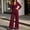 Wine, variant on Purcolt Womens 2 Piece Pant Suit Dressy Casual Lapel Single Button Long Sleeve Blazer High Waist Wide Leg Trousers Formal Matching Set for Business Work Office